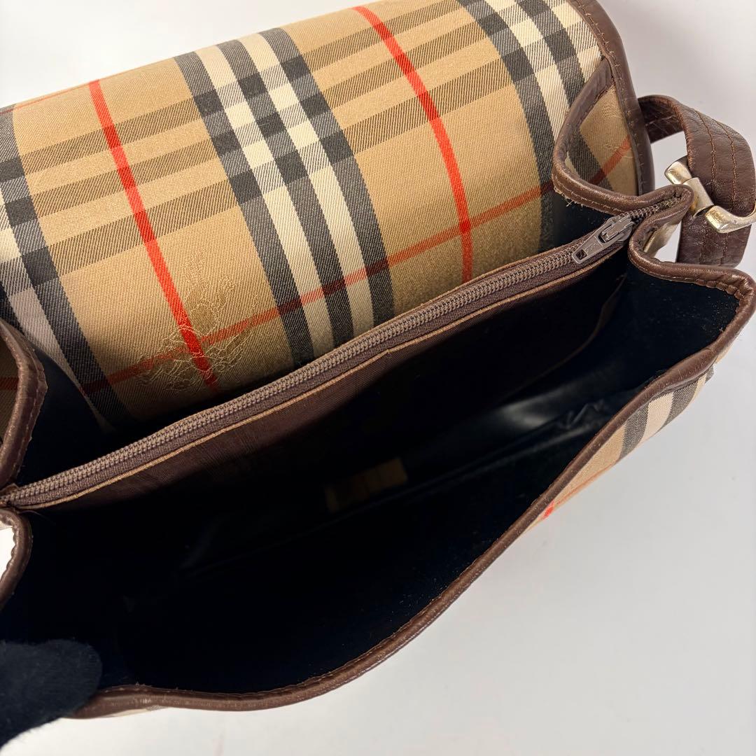 バーバリーズ ノバチェック ショルダーバッグ レザー 革 シャドウ