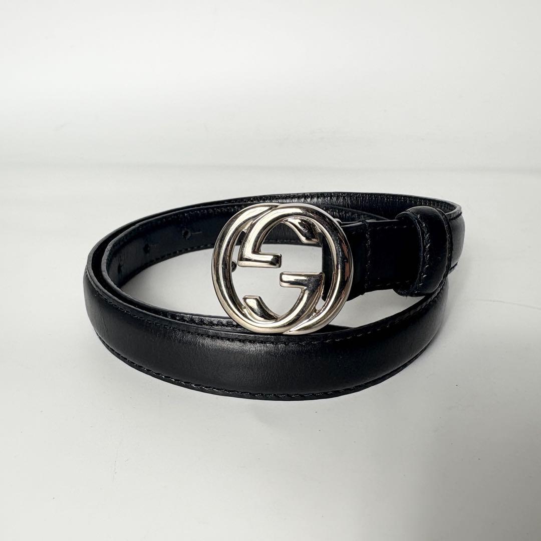 グッチ　GGロゴバックル　インターロッキング　レディースベルト　ヴィンテージ グッチ GUCCI インターロッキングG ベルト 80cm 114876 ブラウン×SV