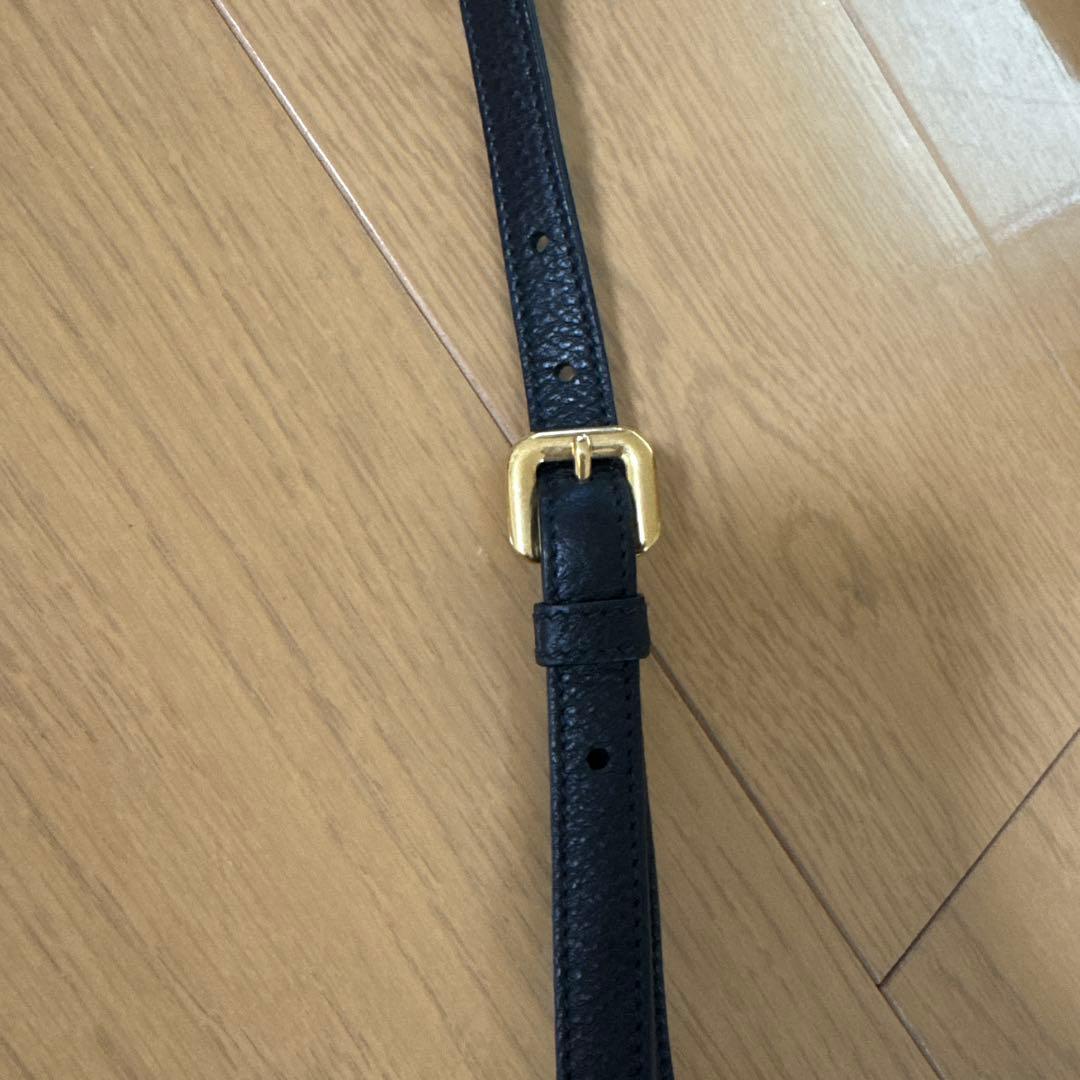美品 PRADA 1BH046 レザージョルダーバックダブルポシェットブラック