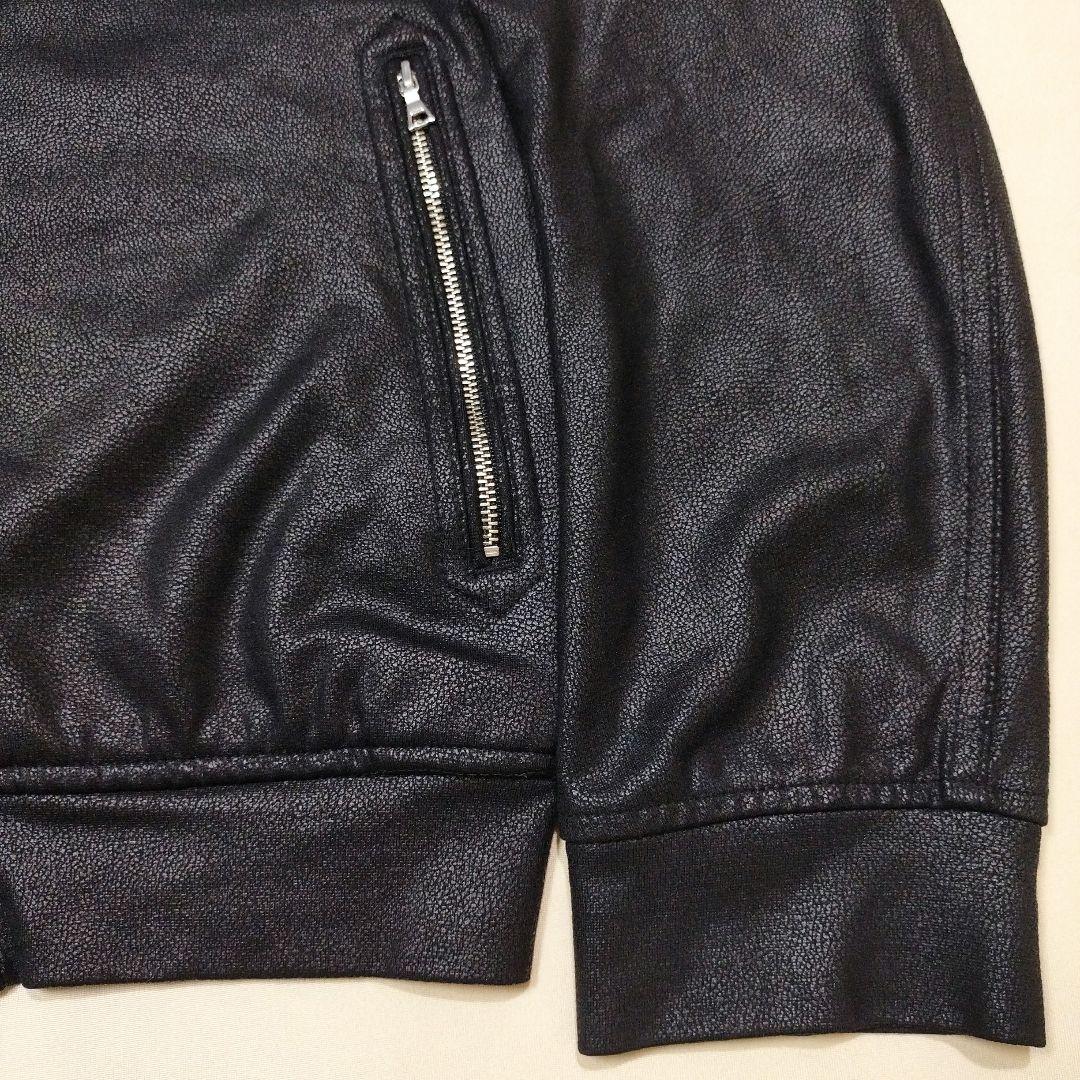 ニコルクラブフォーメン ストレッチフェイクレザーMA−1ジャケット 黒