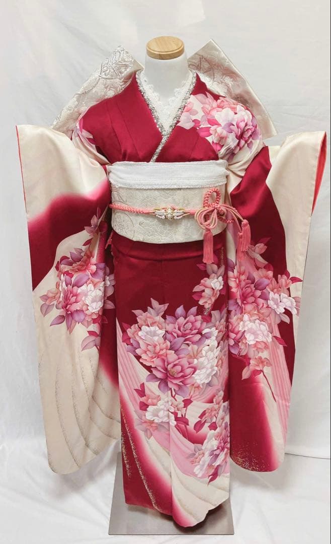 花柄振袖　振袖 正絹　振袖フルセット　成人式　　振袖7点セット r2085-f-1.jpg