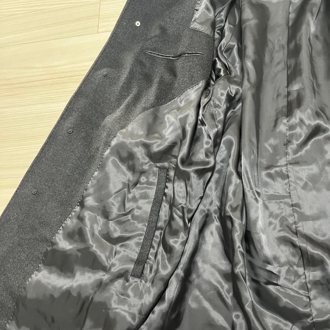 高級✨未使用級 SANYO カシミヤ100 ステンカラーコート ブラックグレー