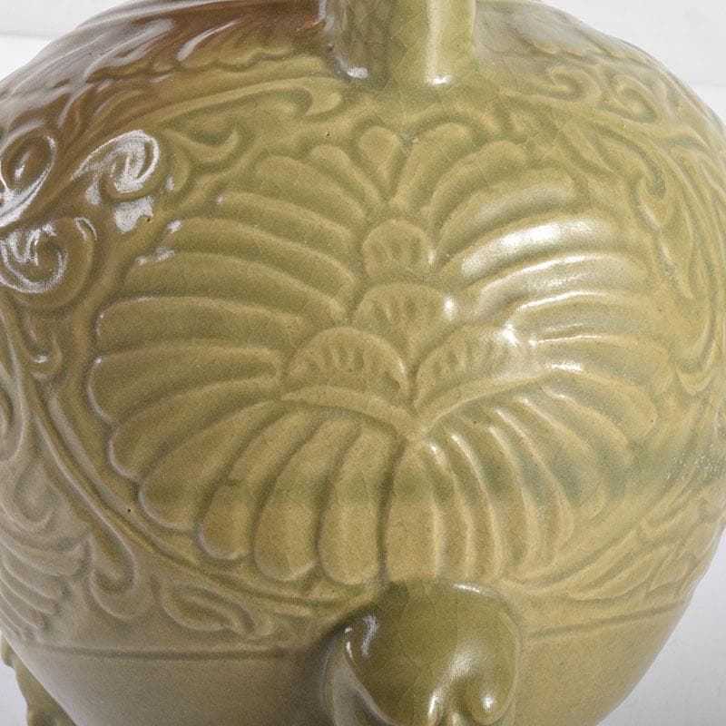 中国 龍泉窯 青磁 三つ足 神獣口水注瓶 C 7054