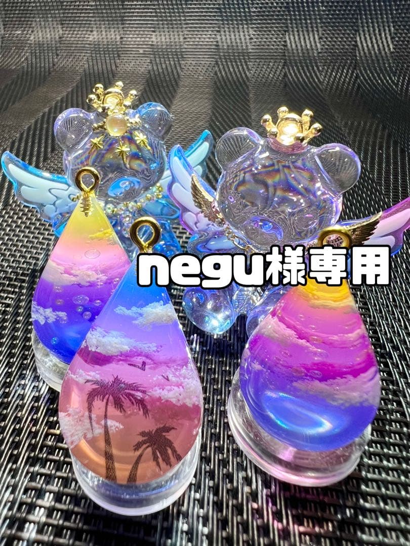 空玉/雲玉レジン【negu】 受注生産】雲レジンの空玉キーホルダー(2cm)｜青空・空色・雲モチーフ