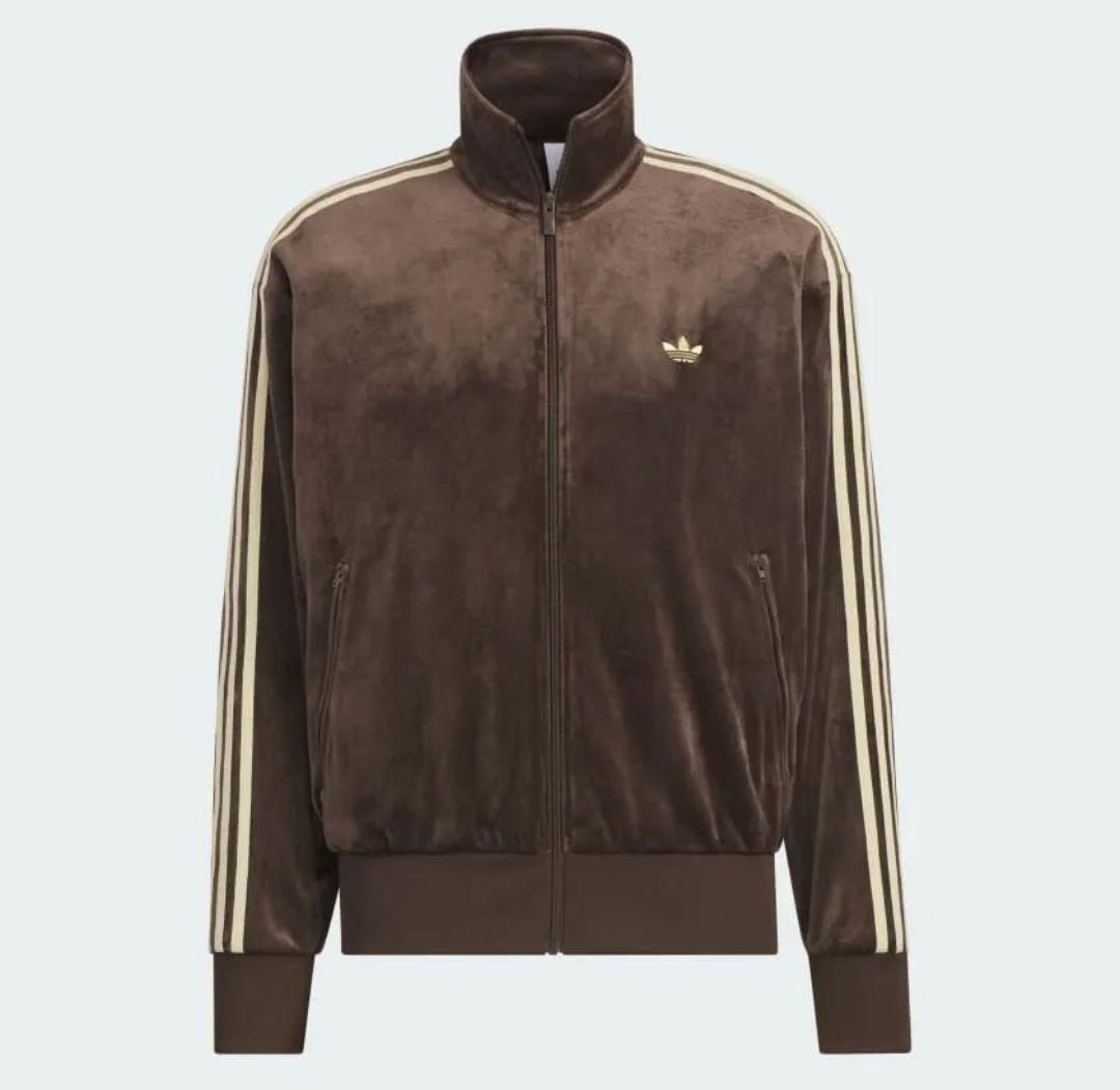 adidasベロアトラックジャケットダークブラウン - メルカリ