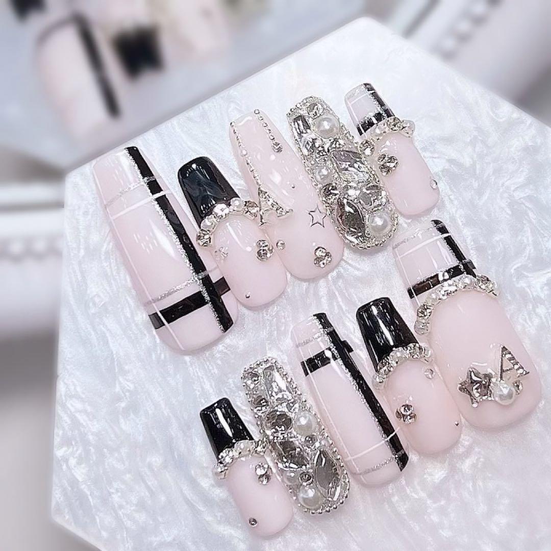 お急ぎ便A ネイルチップ 量産型 韓国 フレンチ チェック柄 シンプル オタク お急ぎ便A ネイルチップ 量産型 韓国 フレンチ チェック柄 シンプル