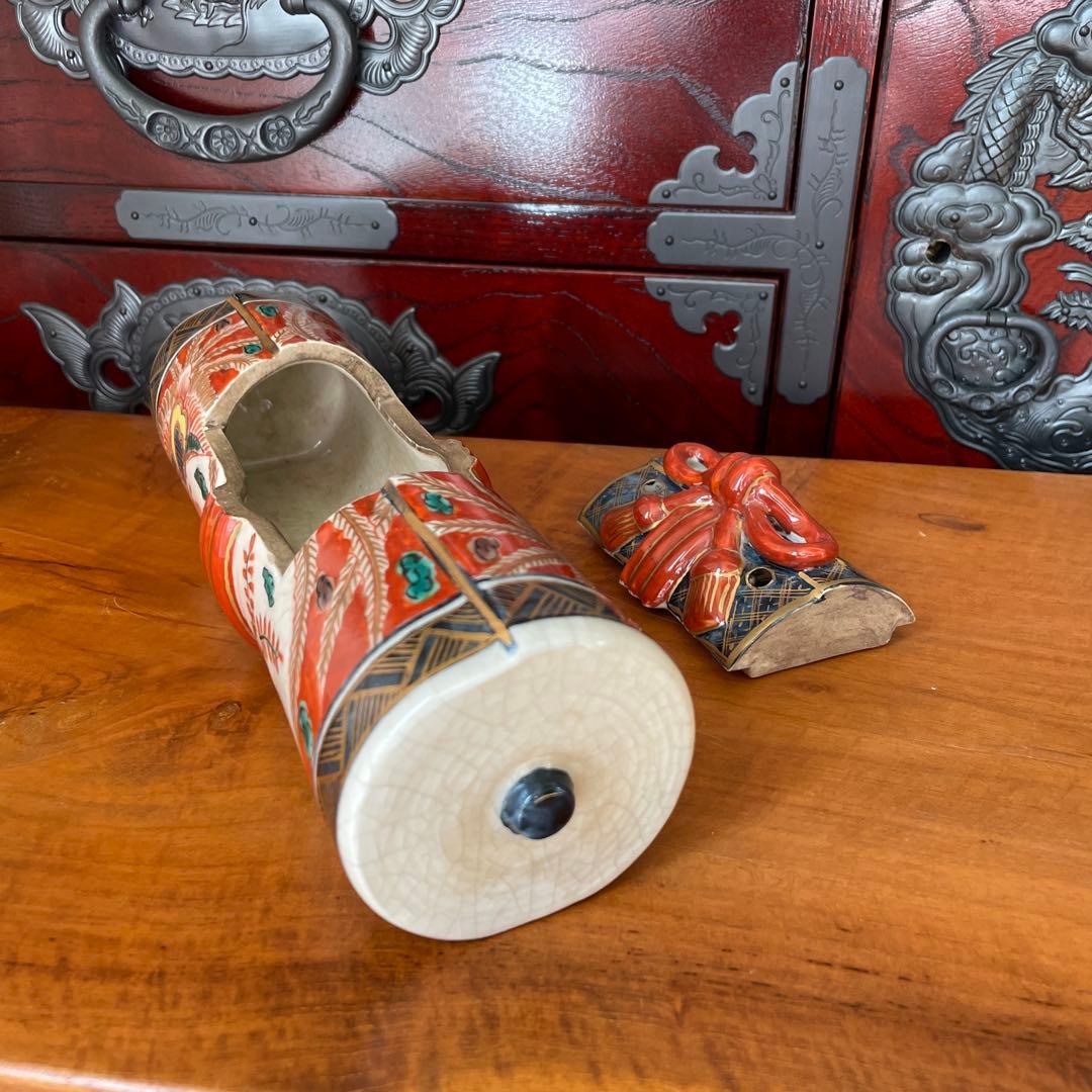 最終価格】香炉 巻物型香 骨董 アンティーク 色絵金彩 鳳凰 インテリア