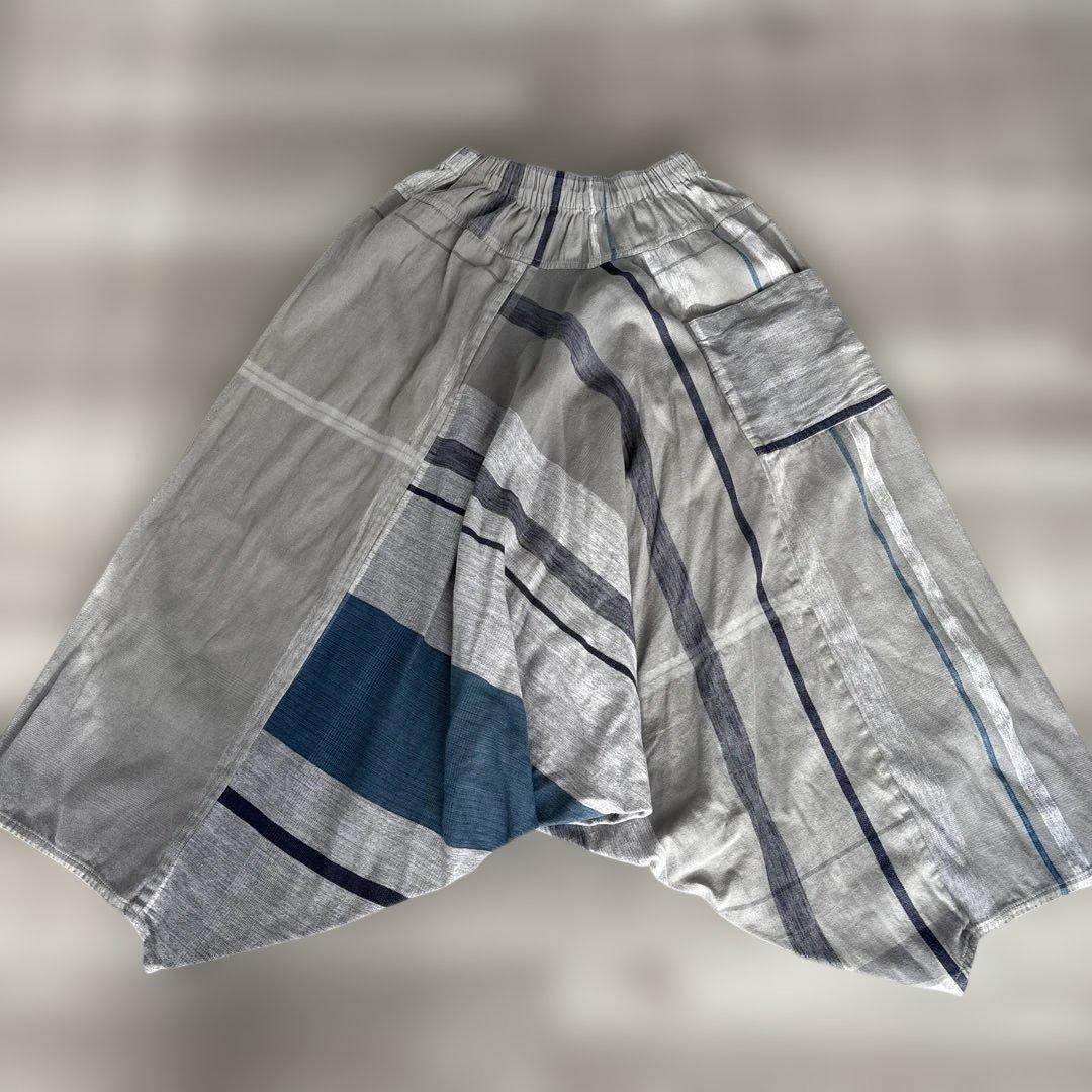 サルエルパンツ グレーと青のストライプ df250cc221b136814fbbff3343732c