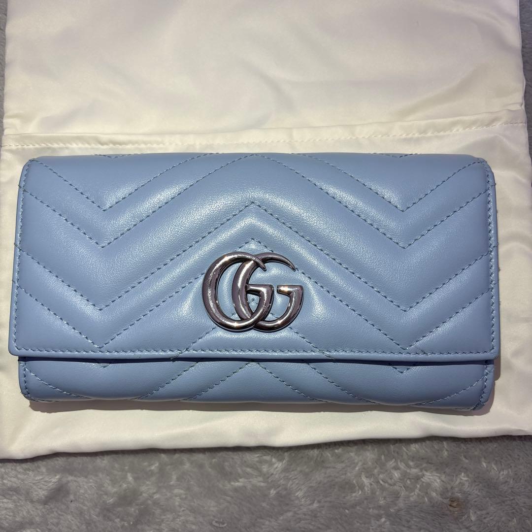 GUCCI 長財布 ライトブルー 財布 グッチ 水色 - メルカリ
