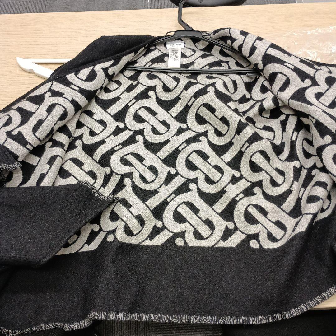 BURBERRY ウール ポンチョ 130x130cm ダークグレー