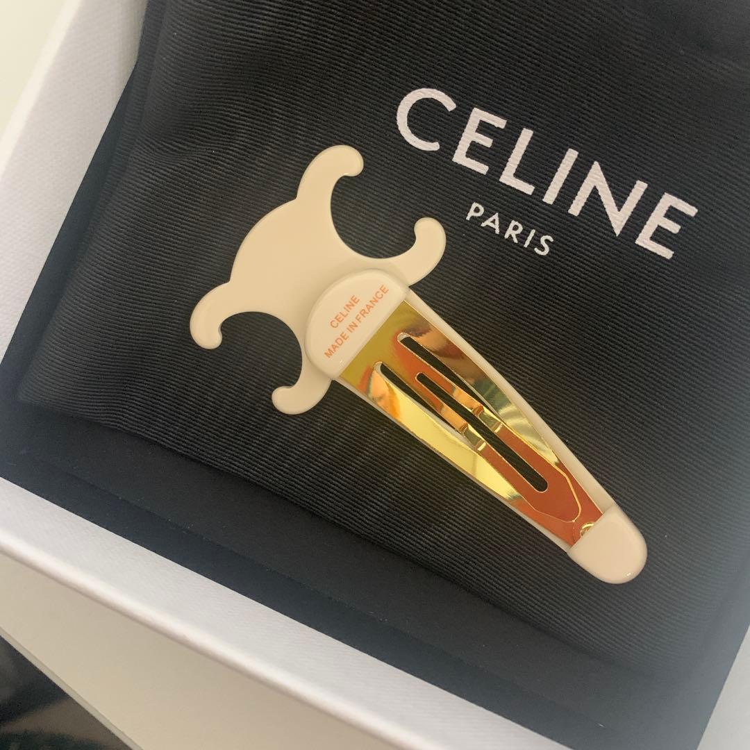 セリーヌ CELINE ラージ ヘアクリップ ヘアピン アイボリー
