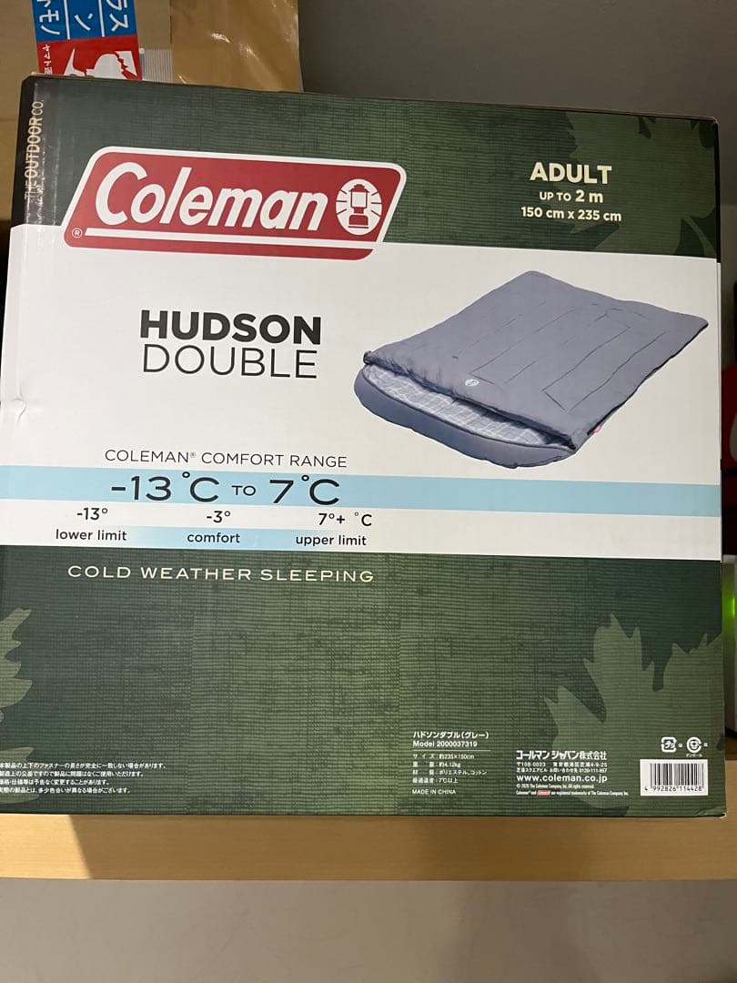一度のみ使用の美品 Coleman ハドソンダブル 2人用寝袋 -13℃