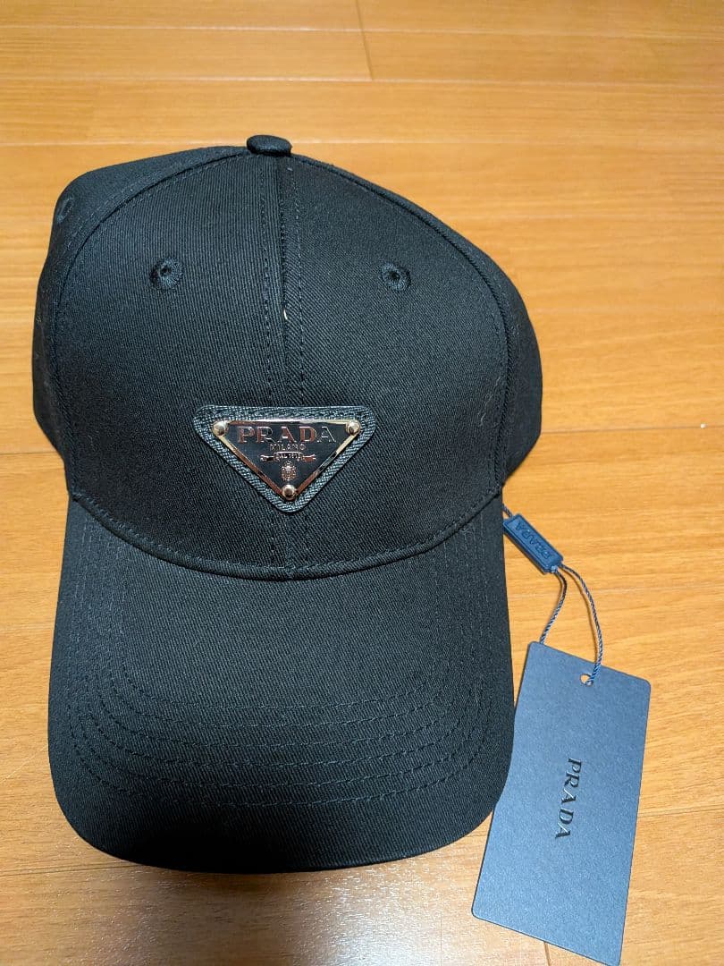 PRADA ブラックキャップ 未使用 中古・古着通販】PRADA (プラダ) ロゴキャップ ブラック サイズ:M