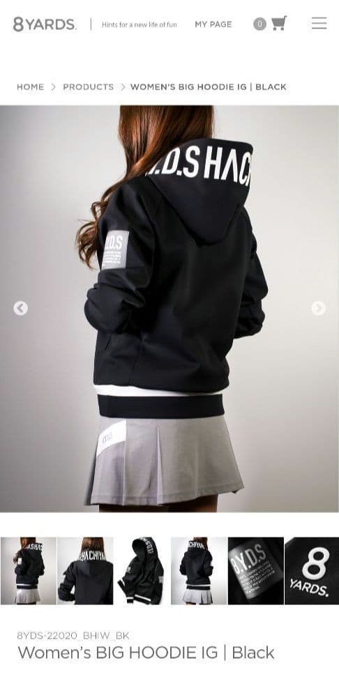 ゴルフ 8YARDS Women's BIG HOODIE iG Мサイズ 8YARDS / Women's BIG HOODIE IG | Black