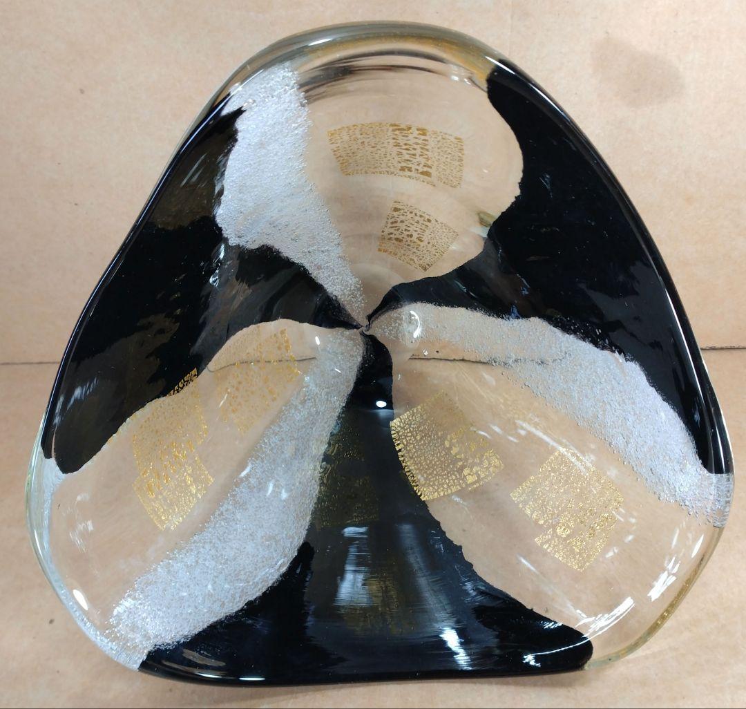 本物保証】岩田藤七(文化功労者) ガラス花器 共箱 写生銘入り激