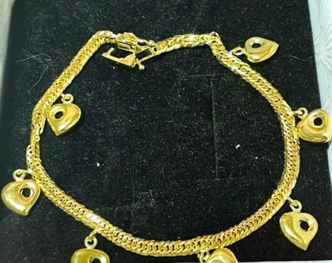 K18 YG 喜平8面トリプル　ハートチャーム付き　ブレスレット 楽天市場】 【 ランキング1位受賞 】 18金 喜平 ブレスレット 8面