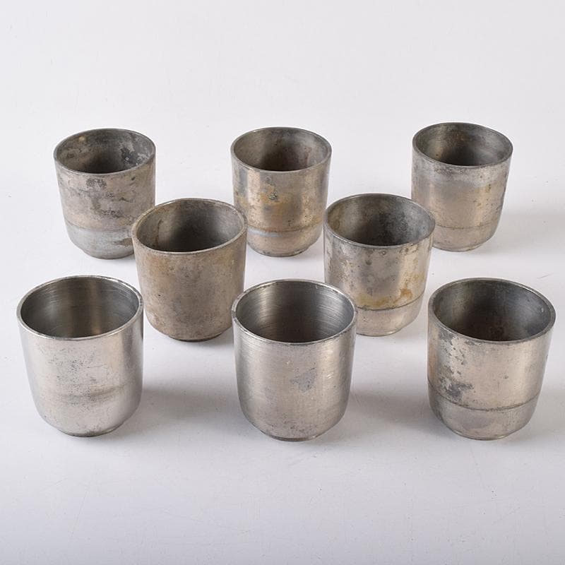 錫　 極上京錫六請合　坂口款　皿十客　義春銘　茶托五客　湯呑八客　YR7921B