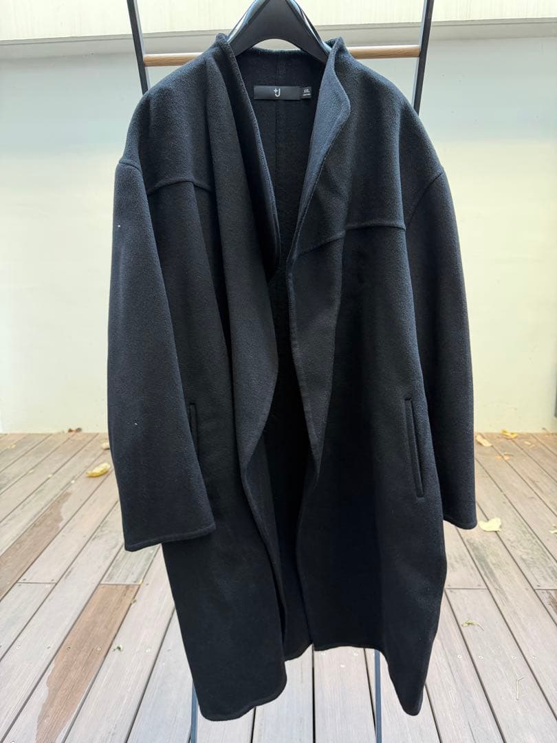 T*ー様 UNIQLO +J カシミヤブレンドノーカラーコート BLACK XX ユニクロ公式 | カシミヤブレンドノーカラーコート