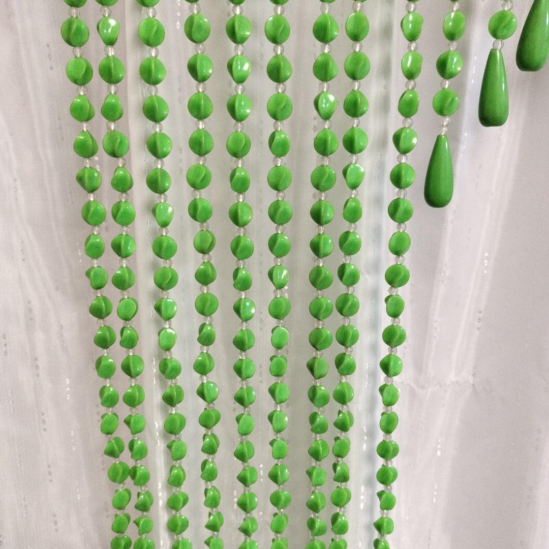 昭和レトロ ナルサ ビーズ珠のれん グリーン 緑 - メルカリ