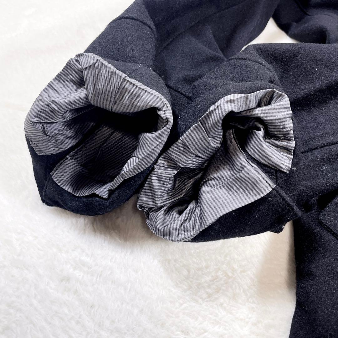 バーバリーブラックレーベル 銀ボタン マリンコート カシミヤ ウール