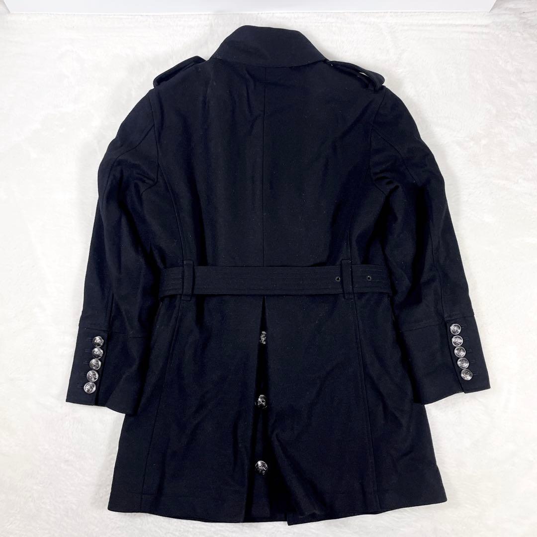 バーバリーブラックレーベル 銀ボタン マリンコート カシミヤ ウール