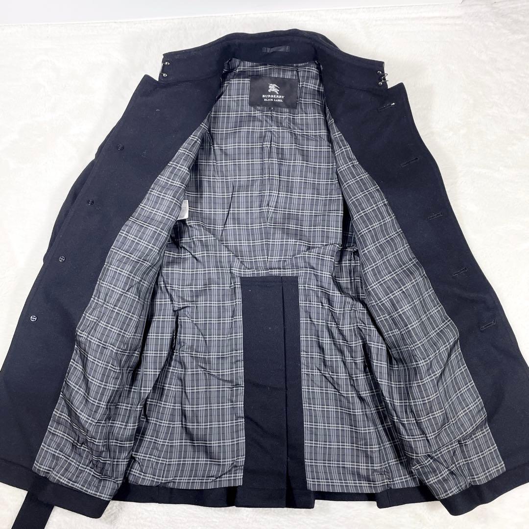 バーバリーブラックレーベル 銀ボタン マリンコート カシミヤ ウール