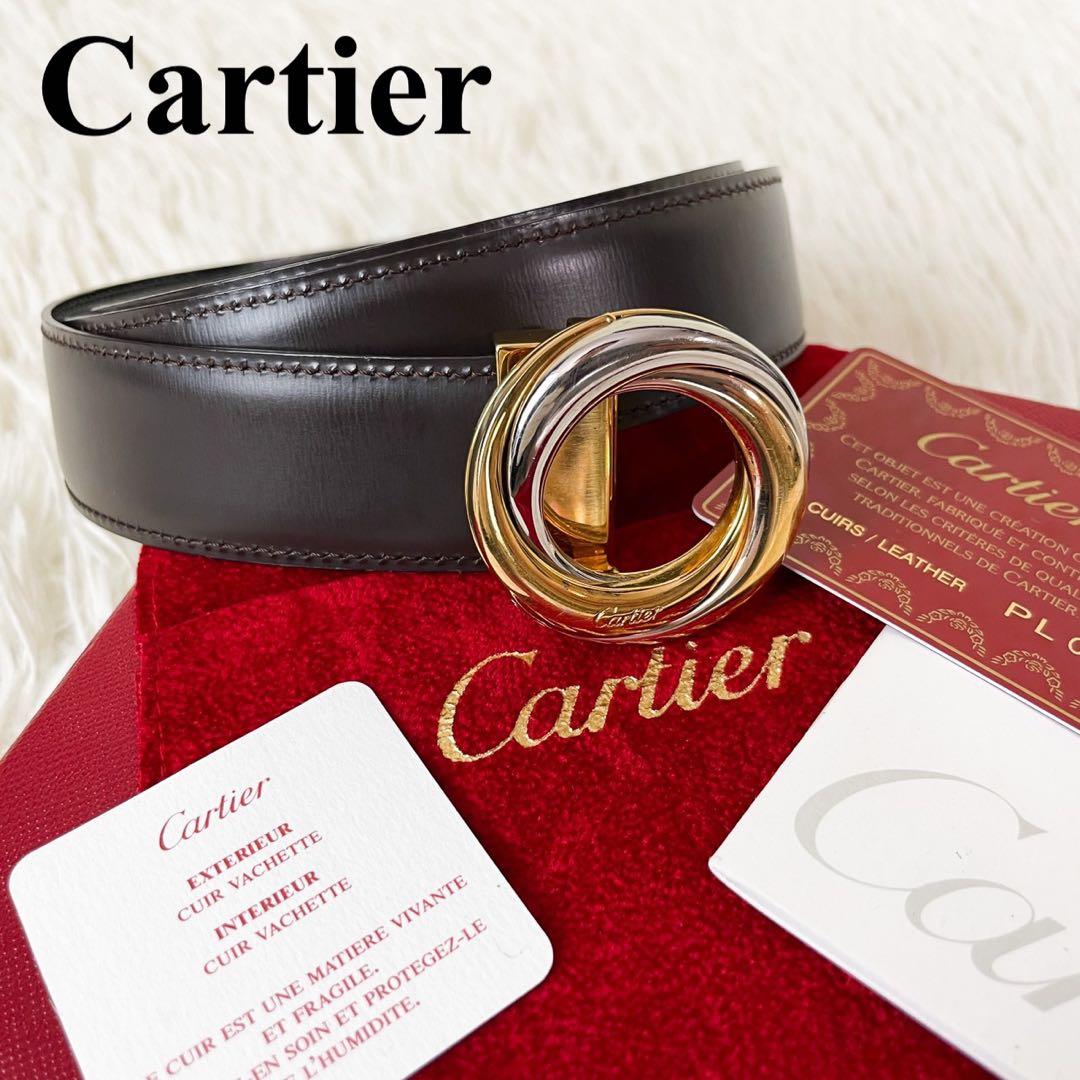 極美品】カルティエ ベルト トリニティリング リバーシブル レザー 黒