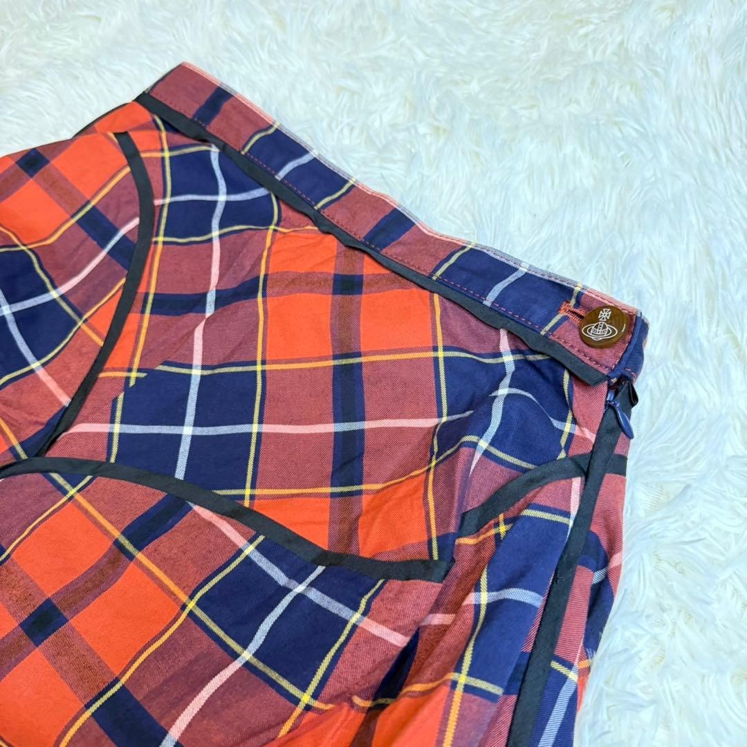 ヴィヴィアンウエストウッド 変形 ドレープ チェックスカート オーブ 3