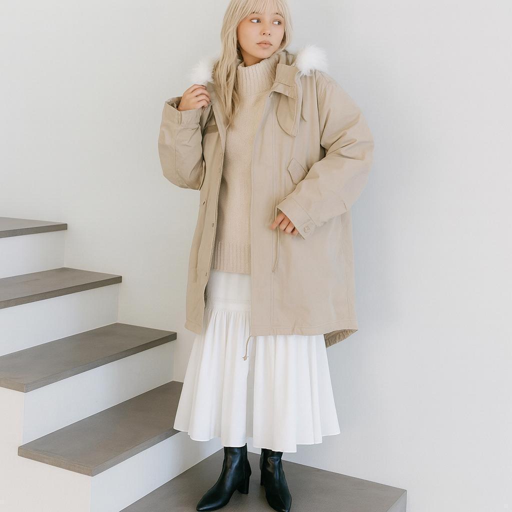 SNIDEL × ALPHA INDUSTRIES コラボ モッズコート ファー