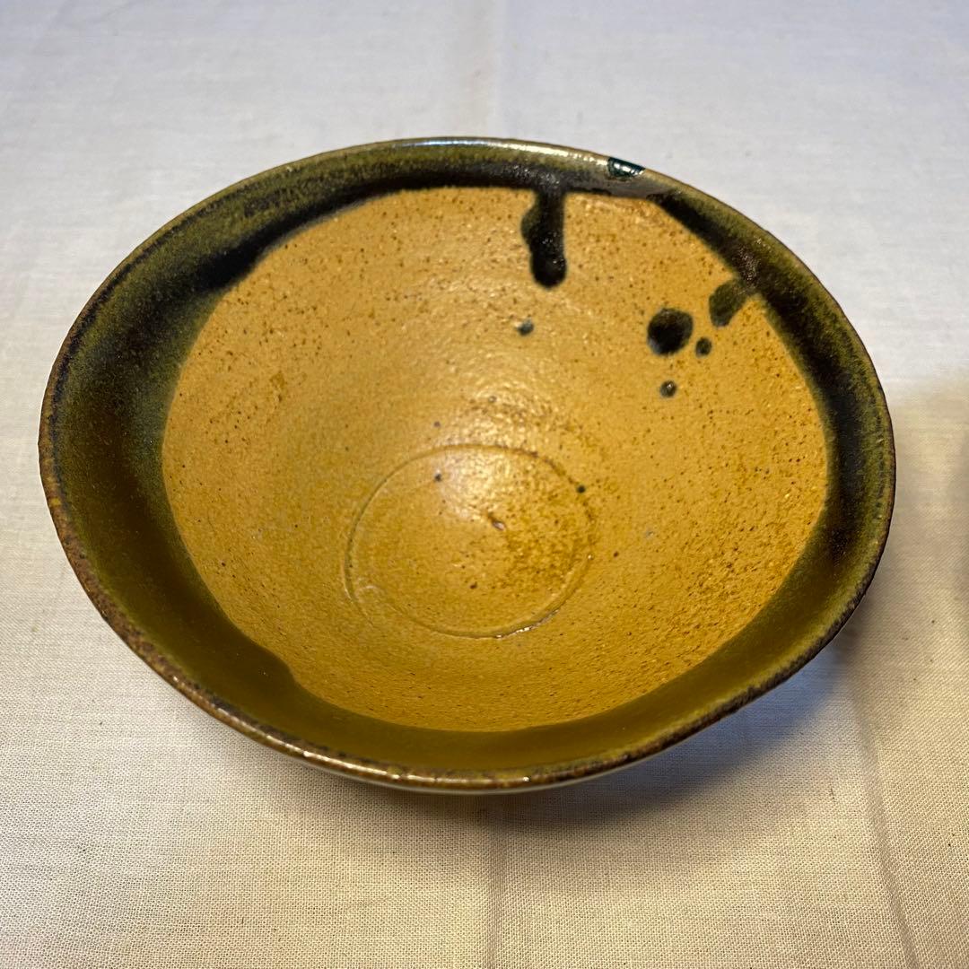 抹茶椀 平茶碗 茶道具 在銘 緑釉 2種 3客