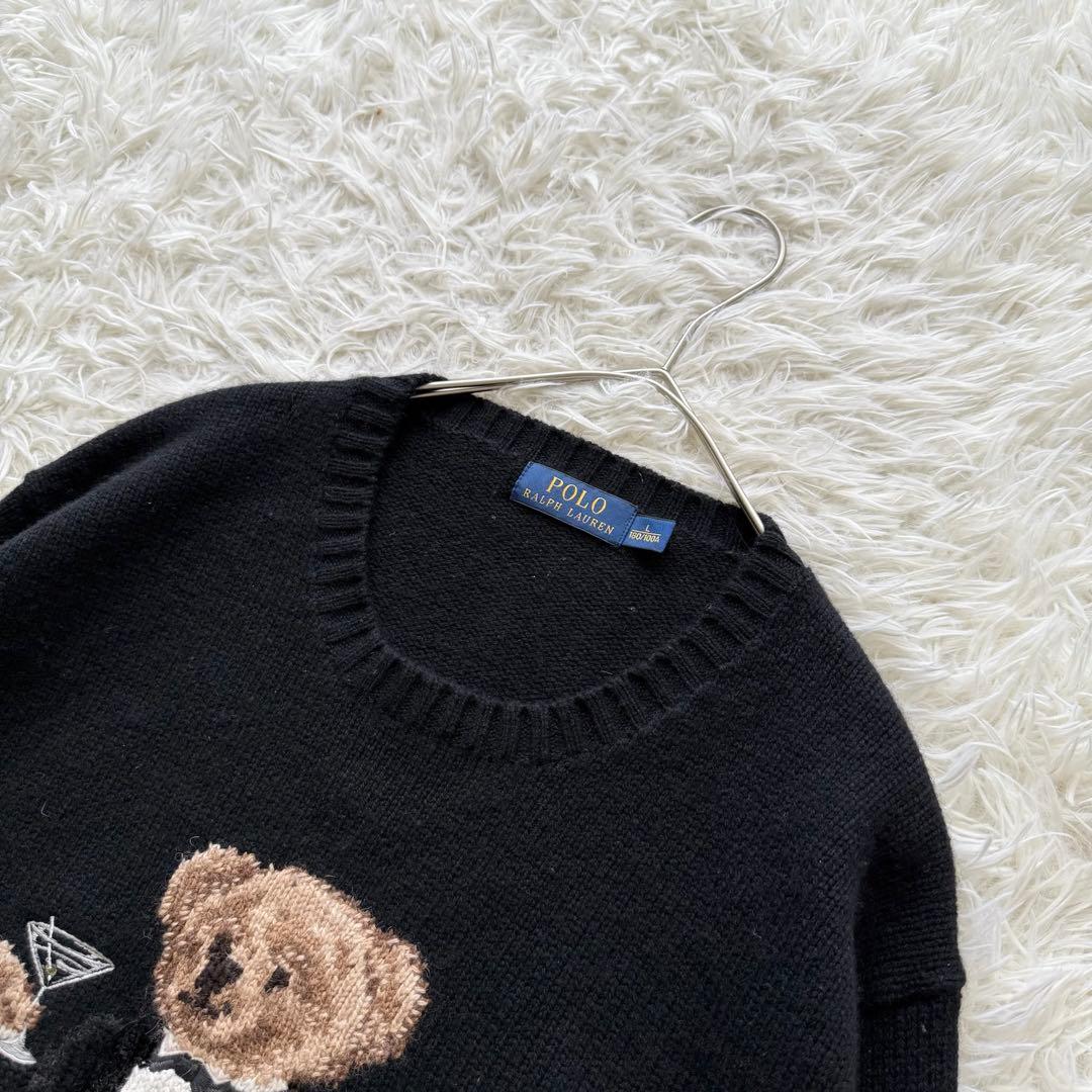 ポロラルフローレン】ニット カシミヤ混 ポロベア タキシード 黒 長袖