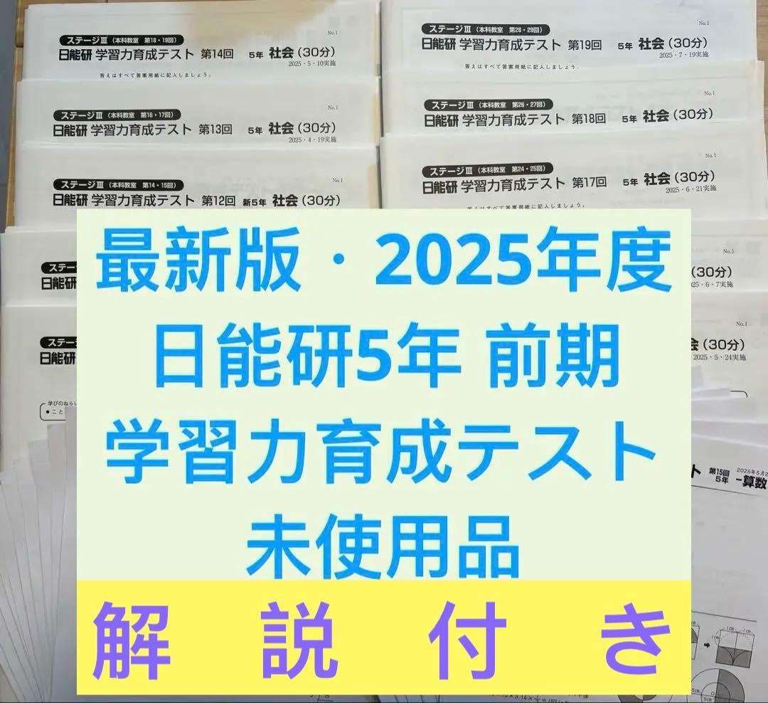 未使用 2025年度 日能研 5年生 学習力育成テスト 10回分 前期 - メルカリ