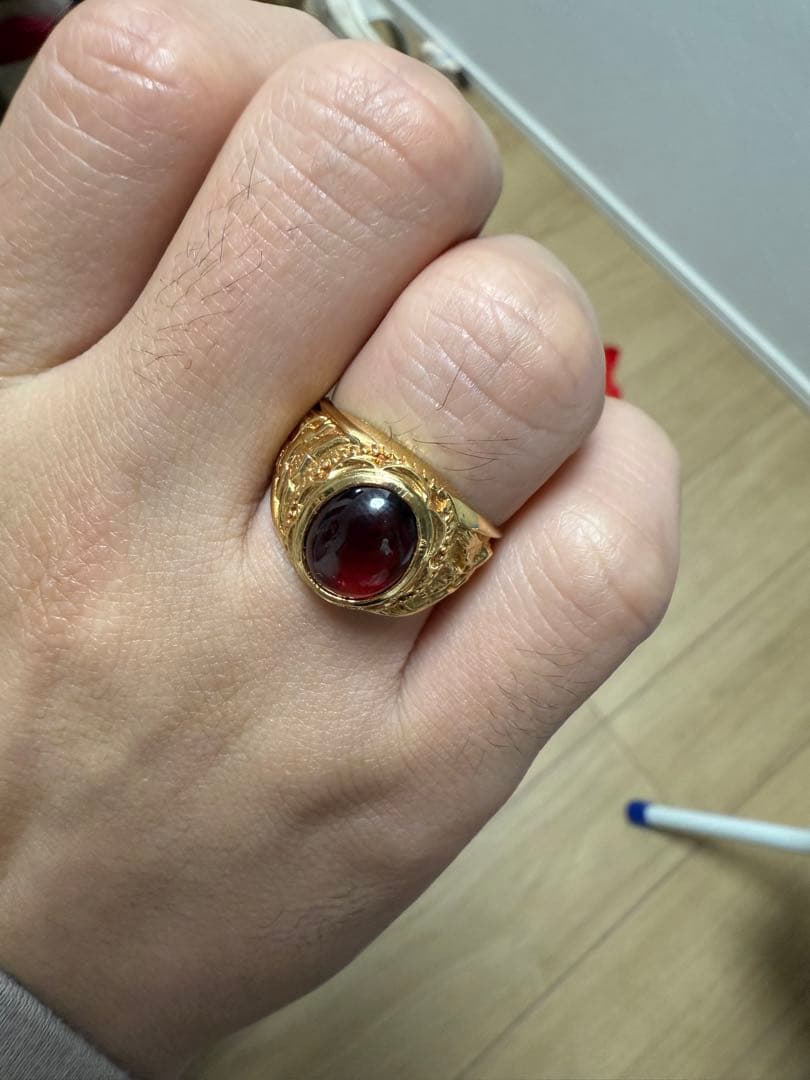 刻印ありK18 指輪 K18 18金 リング 指輪 印台 風 刻印可 レディース メンズ シンプル