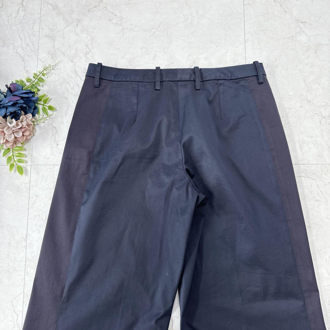 CELINE サイドライン ワイドストレートパンツ バイカラー ネイビー 38