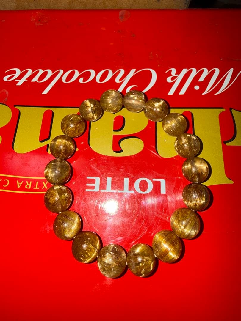 た*ん様 天然石ゴールドタイタンルチルブレスレット 極上 10-10.5ミリ タイタン ルチルクォーツ （金線入水晶