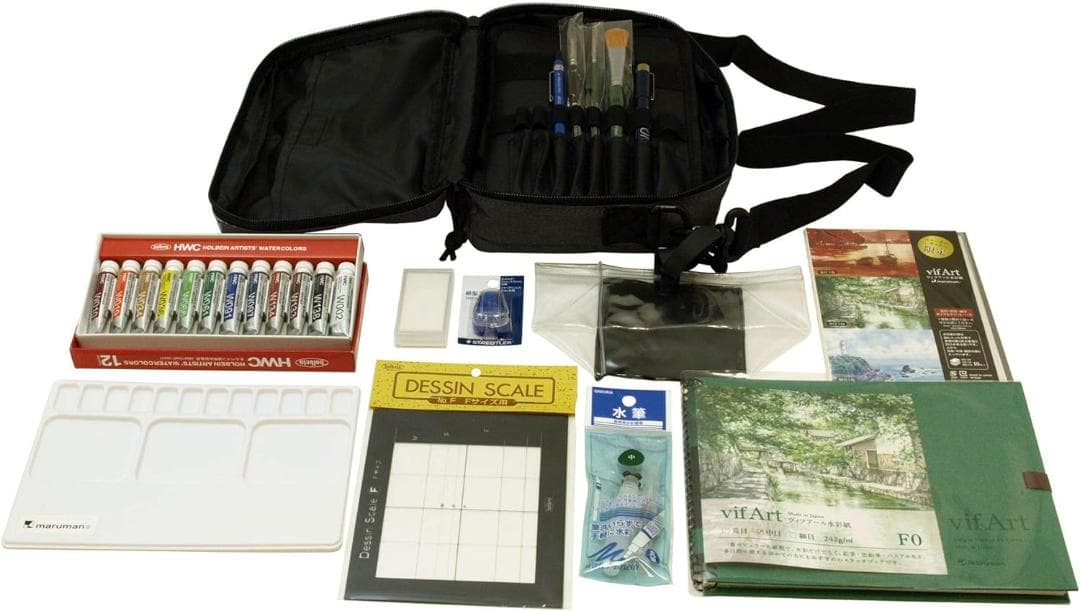 【新品】マルマン 画材セット ヴィフアール 水彩画 スターターキット ブラック 楽天市場】マルマン ヴィフアール 水彩画 スターターキット ブラック