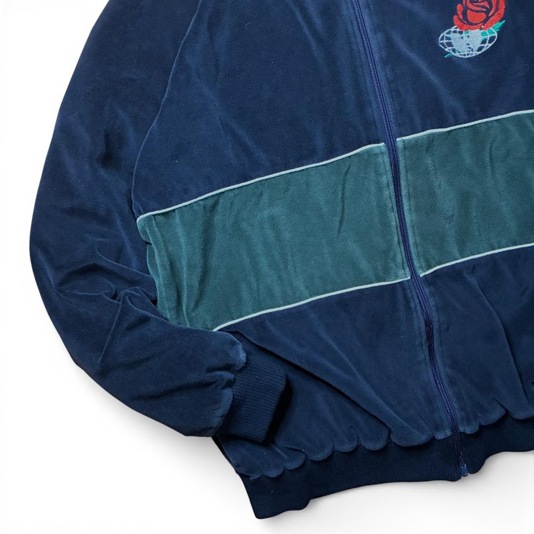 90s ベロア トラックジャケット ウータンクラウン Y2K 古着 XL 美品の