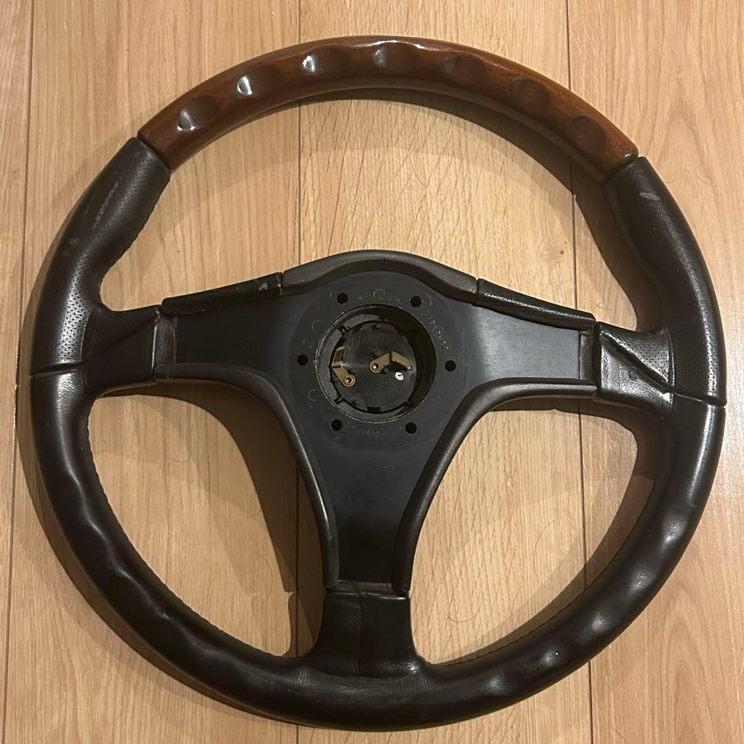 当時物】NARDI ナルディ ウッドレザーコンビステアリング FET刻印あり