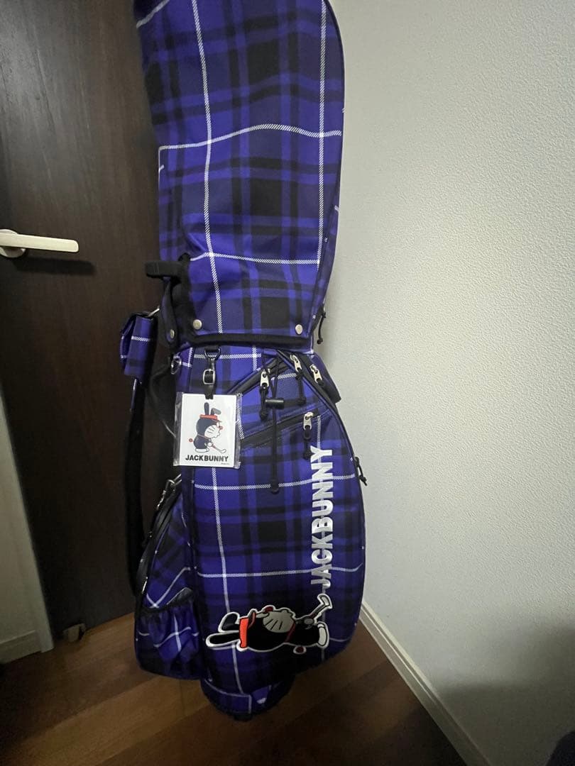 JACKBUNNY 紫色 タータンチェック柄 キャディバッグ 美品　ドラえもん JACKBUNNY 紫色 タータンチェック柄 キャディバッグ 美品 ドラえもん