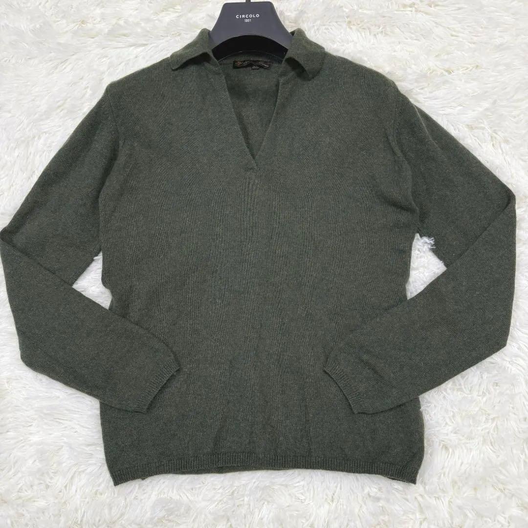 【美品】Loro Piana カシミヤ100 ハイネック ニット カーキオリーブ Green Loro Piana Cashmere Turtleneck