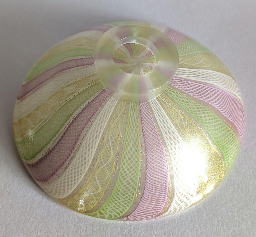 藤田喬平 手吹 ヴェニス茶椀 レース ガラス夏茶碗