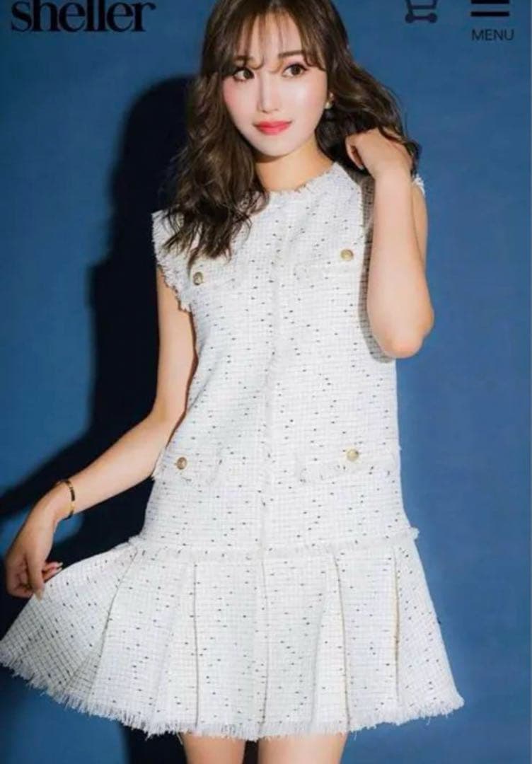 シェリエ ホワイト ノースリーブ ミニワンピース シェリエ ホワイト