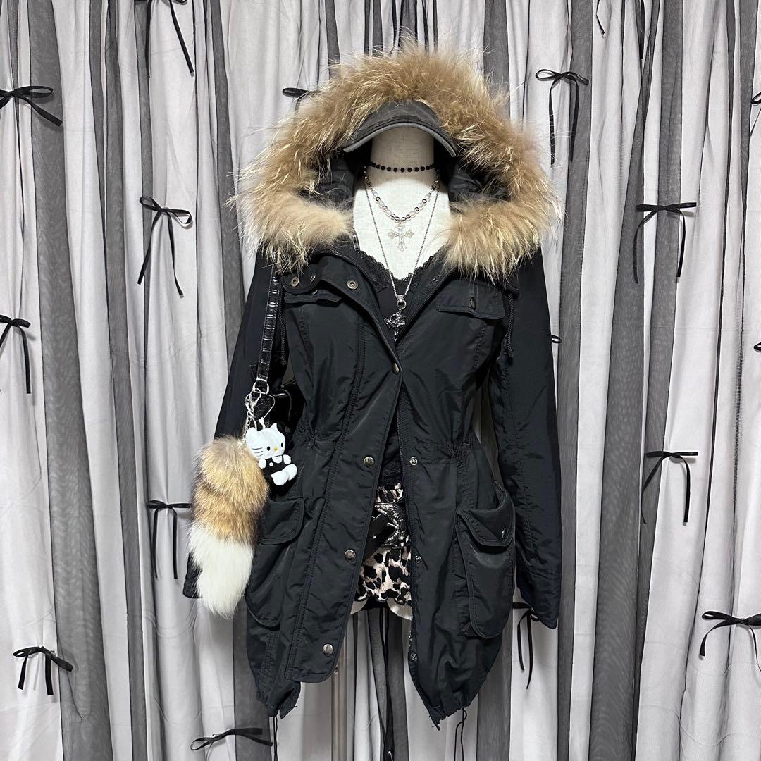 平成ギャルy2k ファー付きアウター ミニタリーモッズコート フェアリー