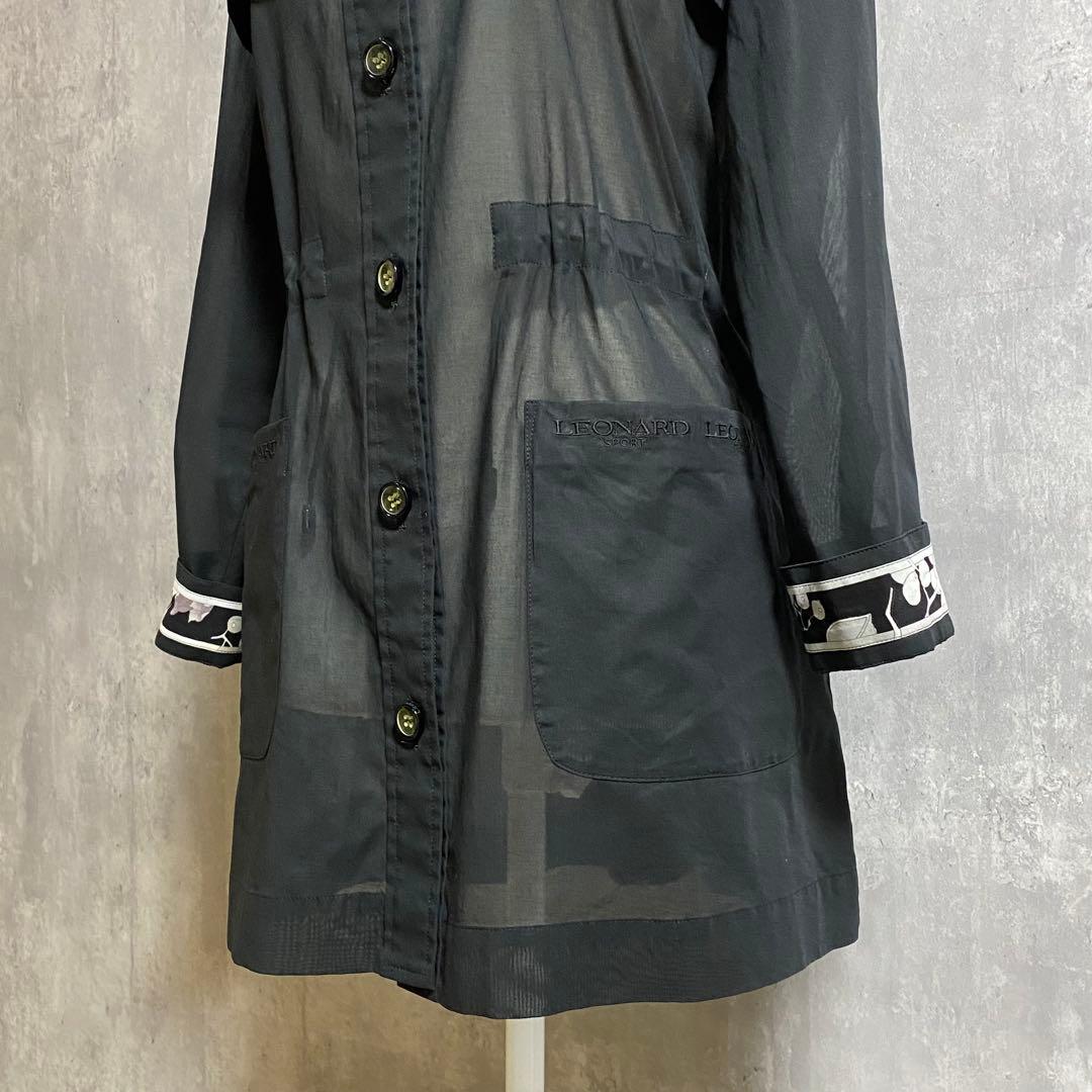 LEONARD SPORT スタンドカラー コート シアー素材 黒 L楽天市場