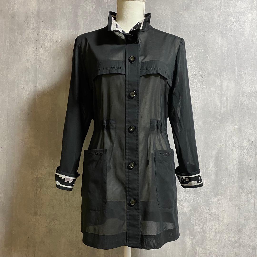 LEONARD SPORT スタンドカラー コート シアー素材 黒 L楽天市場