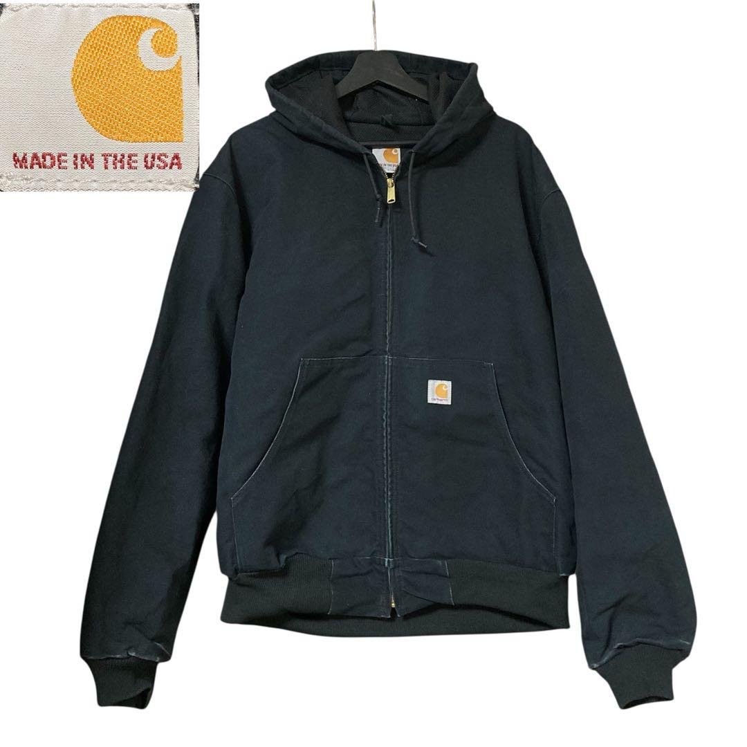 USA製 Carhartt フード付きジャケット ブラック アクティブジャケット Carhartt（カーハート） CARHARTT QUILTED FLANNEL LINE DUCK ACTIVE