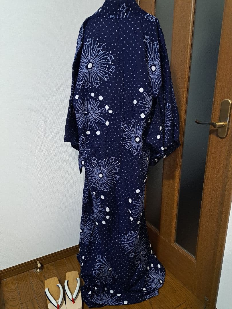 絞り浴衣 花火 【超美品】キモノバイナデシコ ベーシックサイズ