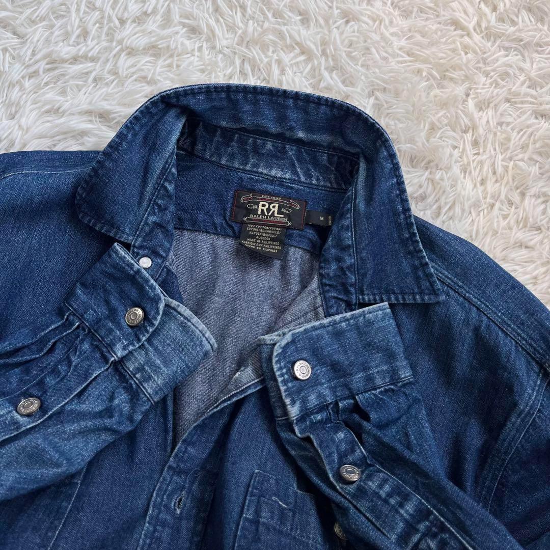 90s・三ツ星タグ】RRL デニム ワーク シャツ オーバーサイズ