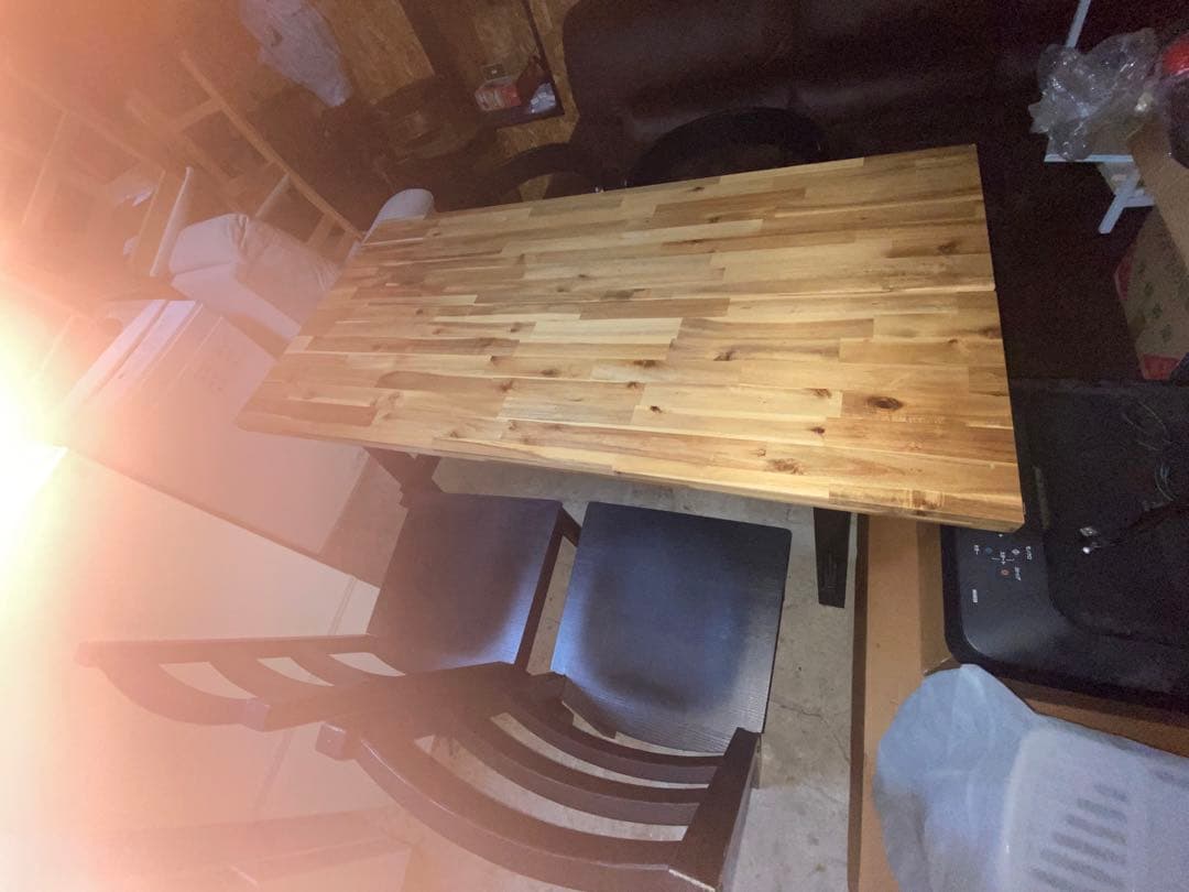 IKEA木製ダイニングテーブル 180cm x 90cmセット IKEA／ダイニングテーブルセット／テーブル／チェア／伸長式／5点