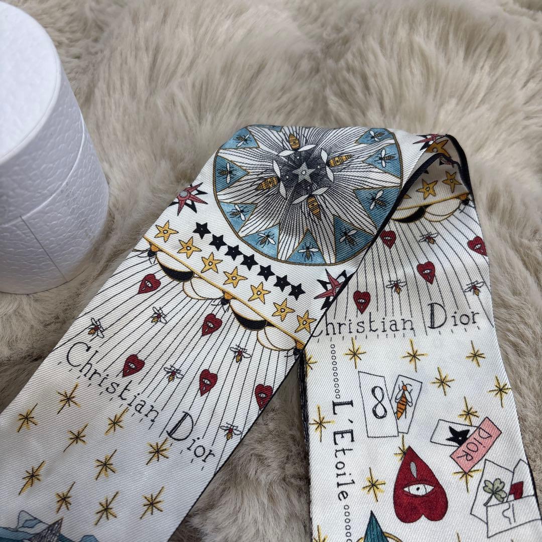 綺麗！Christian Dior ディオール ミッツァスカーフ 星柄 シルク製の
